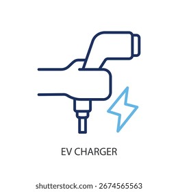 Ev carregador linha fina de ícones de vetor.