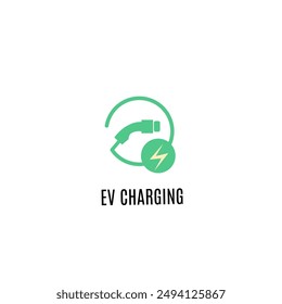 Ev charging connector. ev charger electric plug. Ev charging connection icon. Logotype Vector image isolated on white background 