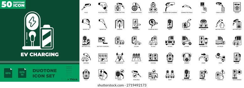 EV Charging Duotone Editable Icons set