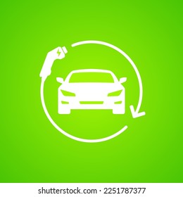 Símbolo del icono de carga EV, Carga eléctrica del coche, logotipo del punto de carga, ilustración del vector en segundo plano.