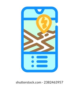 ev charging map electric color icon vector. ev charging map electric sign. isolated symbol illustration