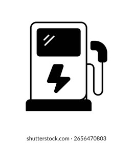 EV charging network icon with white background vector stock illustration