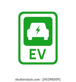 EV charging and parking sign, Electric car charging point icon, Vector illustration