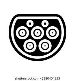ev enchufe de carga del vector de icono de glifo eléctrico. ev cargador de señal eléctrica de enchufe. ilustración de símbolo aislado