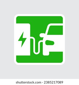 EV Charging point square sign, Electric vehicle fuel pump station icon, Vector illustration
