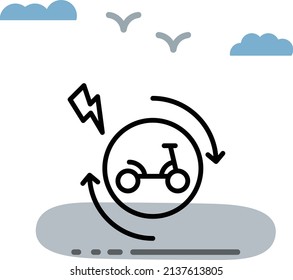 EV Charging Point Vector Icon Design, Green transport Symbol, Eco Motorized scooter Sign, Kick Scooter Charging in progress Concept, push-scooter and street vehicle stock illustration