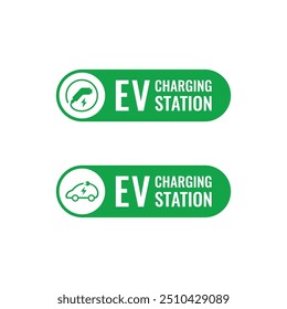 EV charging station banner. Electric vehicle charging station. Electric recharging point, vector illustration