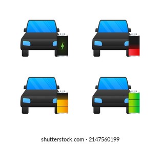 EV charging station banner. Vector stock illustration.