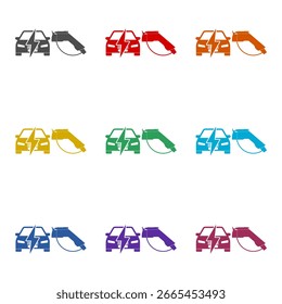 Icono de la estación de carga del EV aislado en el fondo blanco. Establecer iconos de colores