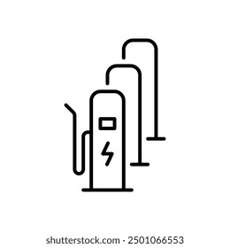 EV charging station icon. Simple outline style. Power supply station, charge, electric vehicle, green energy, technology concept. Thin line symbol. Vector illustration isolated.