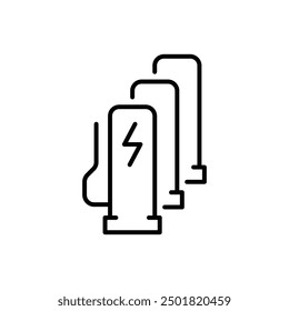 EV charging station icon. Simple outline style. Power supply station, charge, electric vehicle, green energy, technology concept. Thin line symbol. Vector illustration isolated.