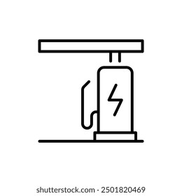 EV charging station icon. Simple outline style. Power supply station, charge, electric vehicle, green energy, technology concept. Thin line symbol. Vector illustration isolated.