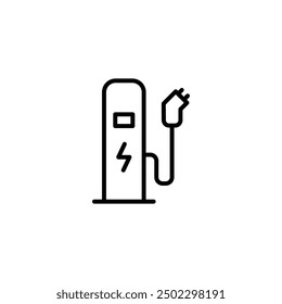 EV charging station icon. Simple outline style. Power supply station, charge, electric vehicle, green energy, technology concept. Thin line symbol. Vector illustration isolated.