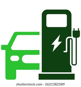 Icône de station de charge EV Image vectorielle pour l'infrastructure de véhicule électrique, la durabilité et l'énergie propre. Idéal pour l'industrie automobile, l'urbanisme et les campagnes environnementales.