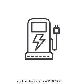 EV charging station line icon, outline vector sign, linear style pictogram isolated on white. Symbol, logo illustration. Editable stroke. Pixel perfect