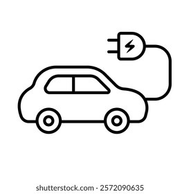 EV charging station linear icon. Place to charge battery of electromobile. Natural fuel. Thin line customizable illustration. Contour symbol. Vector isolated outline drawing. Editable stroke.