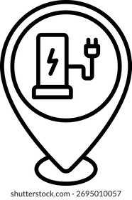 EV Charging Station Location Icon in Outline Style