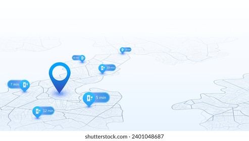 EV charging station, location mark on gps navigation map a lot with fast supercharger station. Path turns and destination tag or mark. Huge city top view Tracking path, route. vector isometric