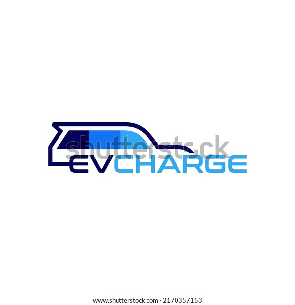 EV
charging station logo in blue and battery
cells