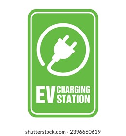 EV Charging Station signboard with the electro car illustration. Fully editable vector illustration. Perfect for signboards and plates.
