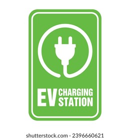EV Charging Station signboard with the electro car illustration. Fully editable vector illustration. Perfect for signboards and plates. 