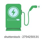 EV charging station, technology eco auto recharge ecology electrical refuel sign.