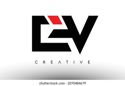 EV Creative Modern Letter Logo Design. EV Icon Letters Logo Vector Illustration with Black and Red Colors
