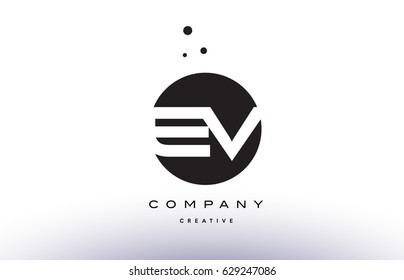 EV E V alphabet company letter logo design vector icon template simple black white circle dot dots creative abstract