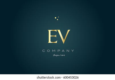 ev e v  gold golden luxury product metal metallic alphabet company letter logo design vector icon template green background