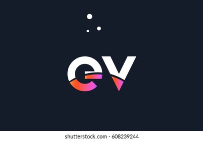 ev e v  pink modern creative purple alphabet white blue gradient company letter logo design vector icon template