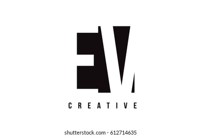 EV E V White Letter Logo Design with Black Square Vector Illustration Template.