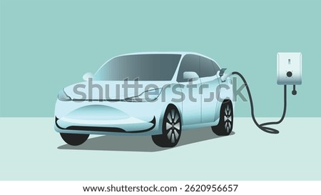 EV eclectic car home charging station modern vector illustration.