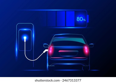 EV electric car charging station vector concept. Vector illustration.