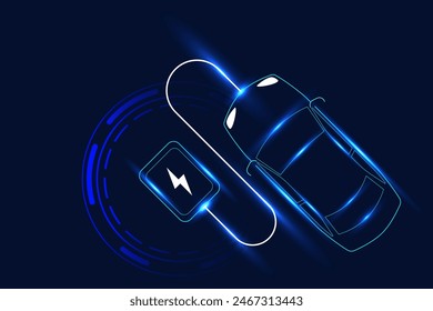 EV electric car charging station vector concept. Vector illustration.