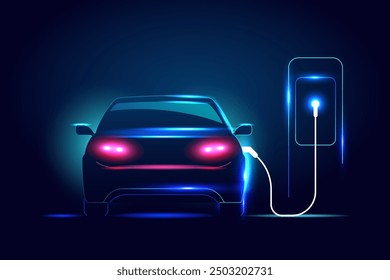 EV electric car charging station vector concept. Vector illustration..