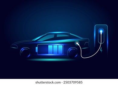 EV electric car charging station vector concept. Vector illustration..