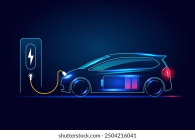 EV electric car charging station vector concept. Vector illustration.