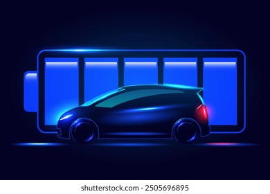 Concepto de Vector de la estación de carga del coche eléctrico del EV. Ilustración vectorial.