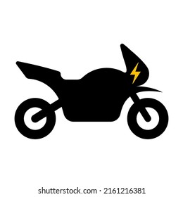 Icono negro de la silueta de la motocicleta eléctrica EV. Pictograma de glifo de motocicleta eléctrica. Transporte Urbano Alternativo De Electricidad Ecológica. Ecología Icono del vehículo de motor eléctrico. Ilustración de vectores aislados.