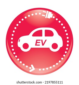 EV electric vehicle glossy icon illustration pictogram charging plug renewable energy SDGs