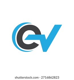 Diseño plano del Vector del logotipo de los vehículos eléctricos de EV