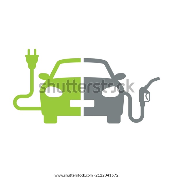 EV Environment friendly electric car vs\
conventional internal combustion engine automobile graphic.\
Editable Vector illustration EPS\
10.