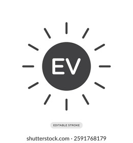 EV Exposure Value icon. Camera and photography symbol sign vector illustration in color fill style.