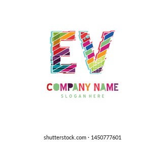 EV Full color initial logo vector