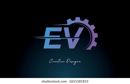 EV Gear Fusion Logo – Industrial Tech-Inspired Letter mark Futuristic Industrial Letter Mark Design for Technology and Engineering Brands.