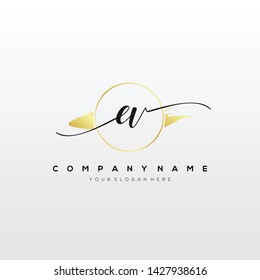 EV handwriting initial logo template vector.