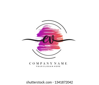 EV handwriting initial  logo vector