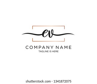 EV handwriting initial  logo vector