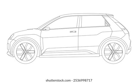 EV Hatchback Conceito França Vetor francês carro elétrico veículo contorno perfil