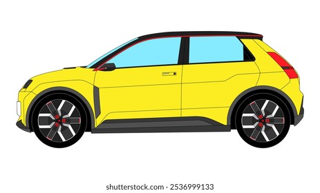 EV Hatchback Concept France Vector French Car Electric Vehicle Outline Profile